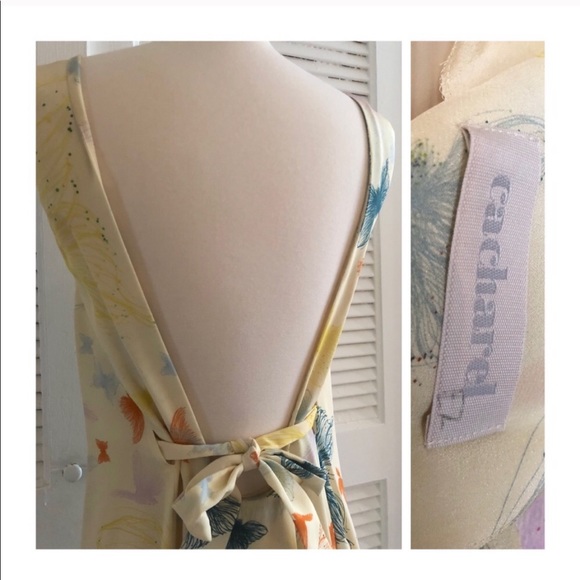 Sold// CACHAREL Floral Open Back Sleeveless Maxi Dress, Silk, Italy Sz 40, US 4 - Picture 7 of 8